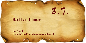 Balla Timur névjegykártya